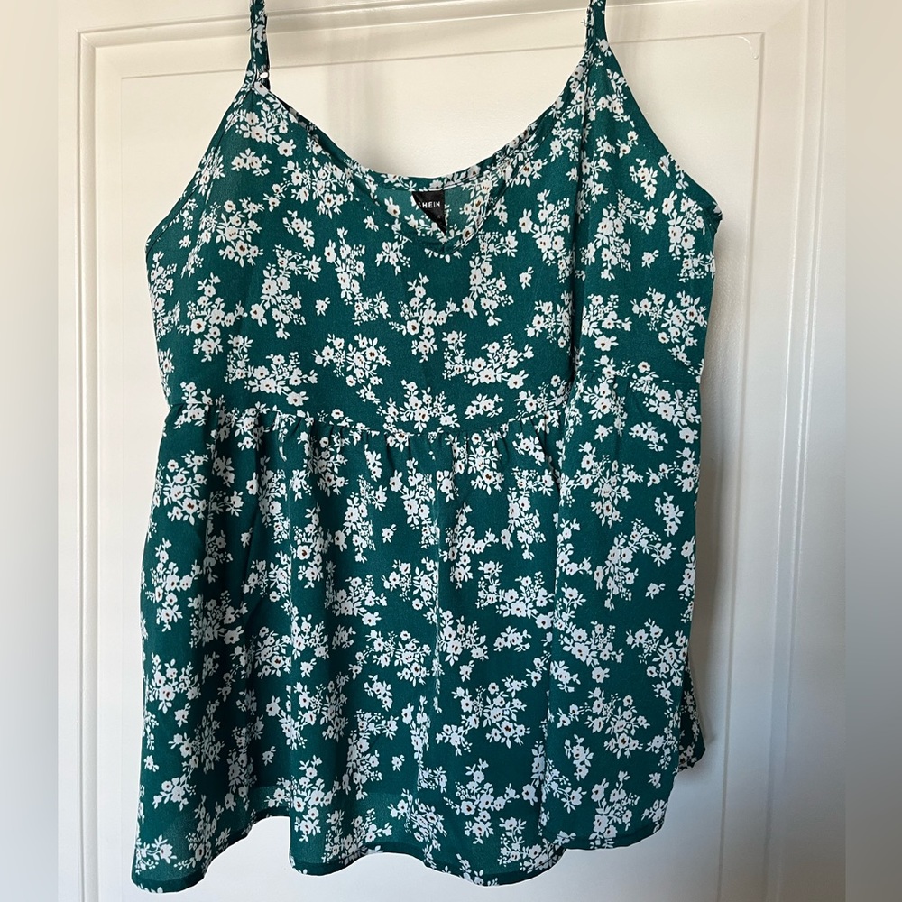 Green and white floral top. Large. From SHEIN and practically new.
